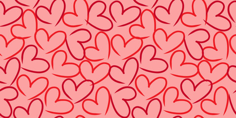 Valentine&rsquo;s day seamless heart pattern. Romantic repeat background for wrapping paper, wallpaper, fabric, gift wrap