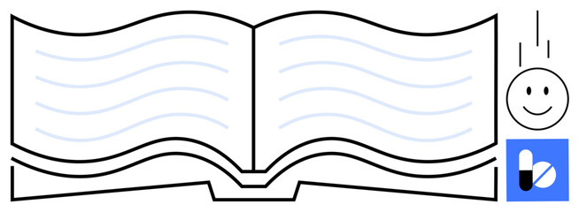 Open book concept. The open book highlights knowledge sharing and educational . Open book reading, growth in learning, and connecting ideas. For education, teaching materials, training guides