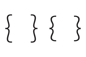 Fototapeta premium Text brackets. Curly bracket icons, typography braces pairs for quotation frame banners and quote box designs. Texting borders isolated vector symbols set.