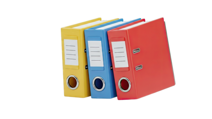 Colorful Ring Binders on White Background