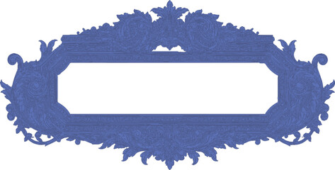 Vector illustration of a blank blue frame for text made of ripped paint splashes with a vintage grunge paper texture border and 3d banner shape design element