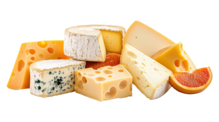 Assorted Cheeses on Transparent Background