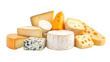 Assorted Cheeses on Transparent Background