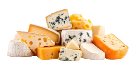 Assorted Cheeses on Transparent Background