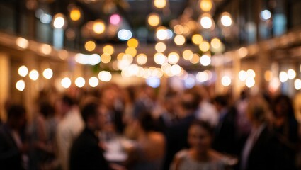 Blurred party scene with hanging lights