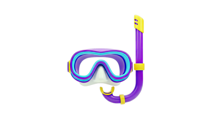 Snorkel and Mask Isolated on White Background