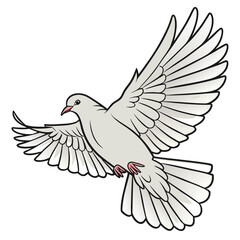 Obraz premium A gracefully illustrated white dove in mid flight wings fully extended represents peace freedom and gentle beauty in a clean