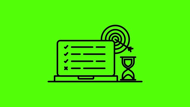 Laptop Data Connection Timer Speed Icon Animation On Green Screen Background