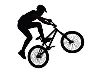 Obraz premium Silhouette of Man Riding Mountain Bike.