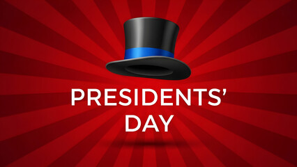 Presidents Day hat on red background with sunburst pattern president day 2026 America Presidents' black