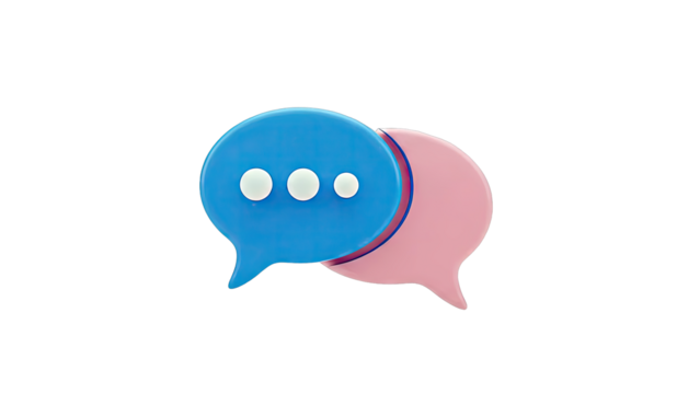 3D Speech Bubbles Communicating on White Background - Powered by Adobe