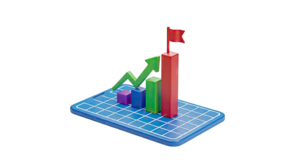 Business Growth Chart Reaching Goal on Smartphone