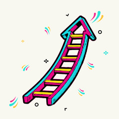 Halftone pop art dot colorful ladder shaped like an upward arrow for career growth and success vector illustration
