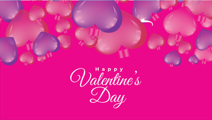 Floating hearts and valentine s day message on a vibrant pink background
