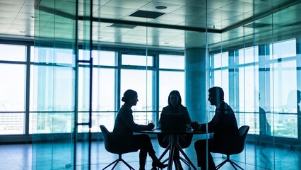 Corporate Business Meeting in Modern Office Boardroom