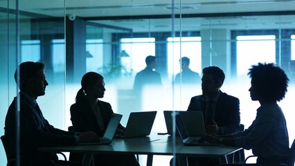 Corporate Business Meeting in Modern Office Boardroom