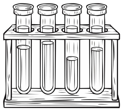 Test tube rack cartoon illustration for science education experiments and laboratory research