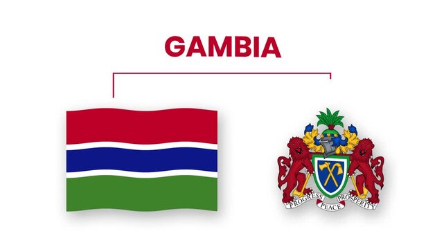 Waving Gambia Flag Animation, Seamless Loop, National Symbolism, Patriotic Presentation, Governmental or Cultural Projects