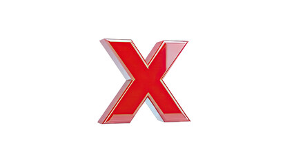 Red Letter X Isolated on White Background