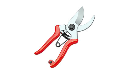 Red Pruning Shears on White Background