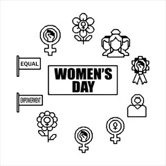 A Professional Empowering Womens Day Icon Symbol, Showcasing International Equality and Digital Feminism Diversity Inclusion Leadership in a Flat Design Minimalist Vector for Celebration Rights.