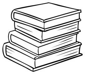 Stack of Hardcover Books Outline Illustration