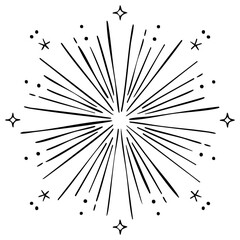 Obraz premium Hand Drawn Starburst Sunburst Graphic with Sparkling Accents