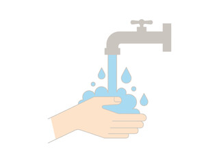 Fototapeta premium Hand Washing with Running Water and Soap Bubbles