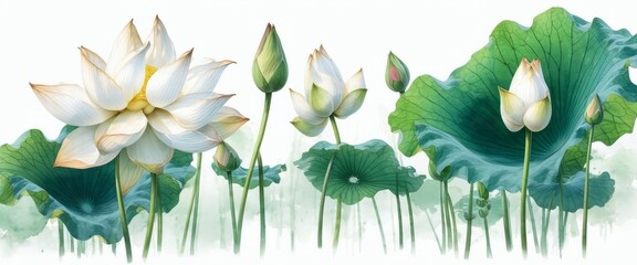  watercolA beautiful spring meadow of pink, white, and purple flowers blooming in the green grass features a closeup of delicate petals and buds celebrating the vibrant color of nature's floral beauty