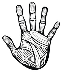Fototapeta premium Illustration of a Hand Open, Stylized Fingerprints