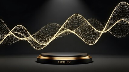 Luxury display with golden wave