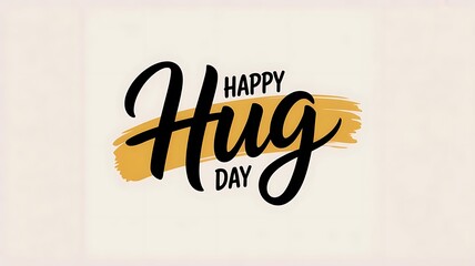 Happy hug day greeting with yellow brush stroke