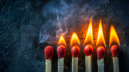 Dynamic artistry in macro photography of burning matchsticks