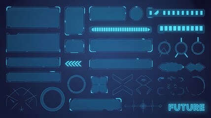 Advanced Blue HUD UI Pack: Sci-Fi Frames, Data Indicators & Futuristic Icons