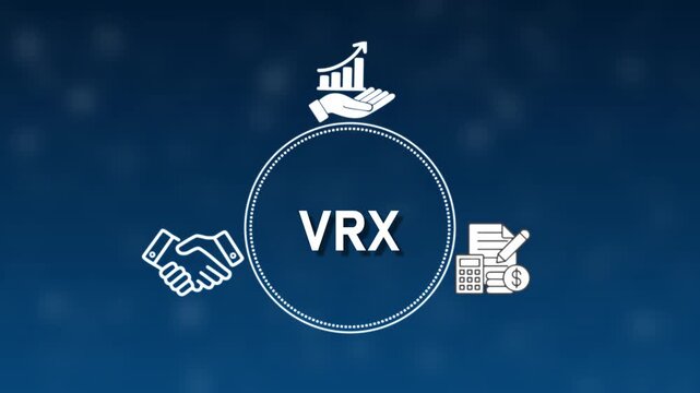 Business Partnership and Financial Growth Concept with VRX Text Keywords: business, partnership, handshake, finance, growth, graph, chart, calculator, money, coin, dollar, contract, document