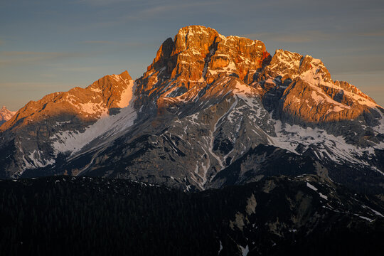 Dolomites Croda Rossa at sunrise 