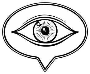 Obraz premium Eye Inside a Speech Bubble: Symbol of Awareness, Observation, and Spiritual Insight