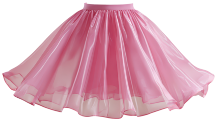 Pink skirt made of light fabric with a full shape designed for dancing and children's wear during outdoor events