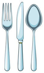 Classic stainless steel fork knife and spoon set elegantly arranged for dining presentation