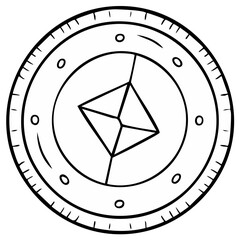 Hand Drawn Compass Illustration Pointing North for Direction and Navigation