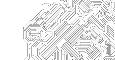 Technology black circuit diagram concept. High-tech circuit board connection system.Vector abstract technology on a white background.