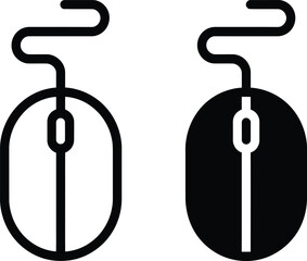 Computer Mouse Vector Icon Set in Outline and Glyph Styles