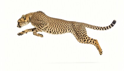 Leaping Cheetah on White Background © nguyen