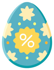 Decorated Easter egg with a percentage sign for holiday sales and seasonal promotions