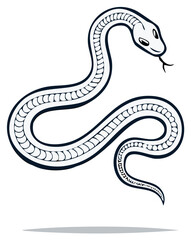 Stylized Snake Illustration in Black and White