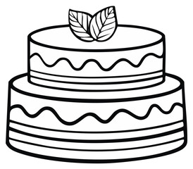 Two tiered cake with decorative leaves illustration