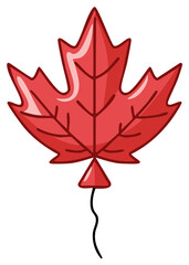 Stylized Red Maple Leaf Balloon Graphic Illustration Isolated on White Background