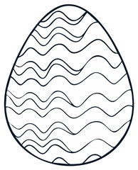 Wavy line patterned Easter egg illustration black and white coloring page design
