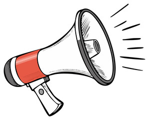 Vintage Handheld Megaphone with Sound Waves Illustration