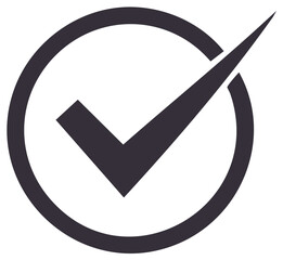 Circular checkmark icon indicating success approval confirmation and correct choice
